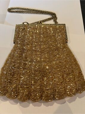 Gold Beaded Ladies Evening Bag